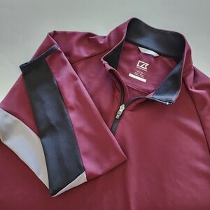 Cutter & Buck Drytec 50‎ UPF red black gray 1/4 zip pullover golf mens size XL